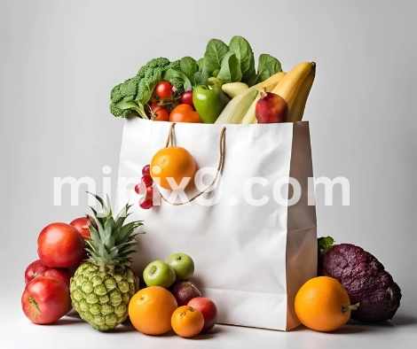 Shopping Bag with Fruits & Vegetables Images Pictures Free Download HD