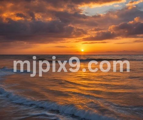 Beach sunset view and snow mountains Images Pictures Photos Free Download HD