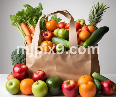 Shopping Bag with Fruits & Vegetables Images Pictures Free Download HD